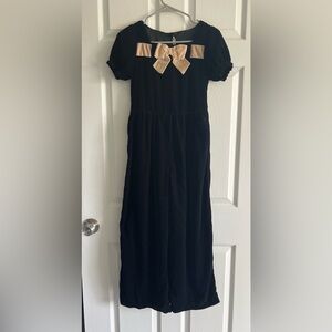 Janie and Jack Black Jumpsuit with Beige Bow